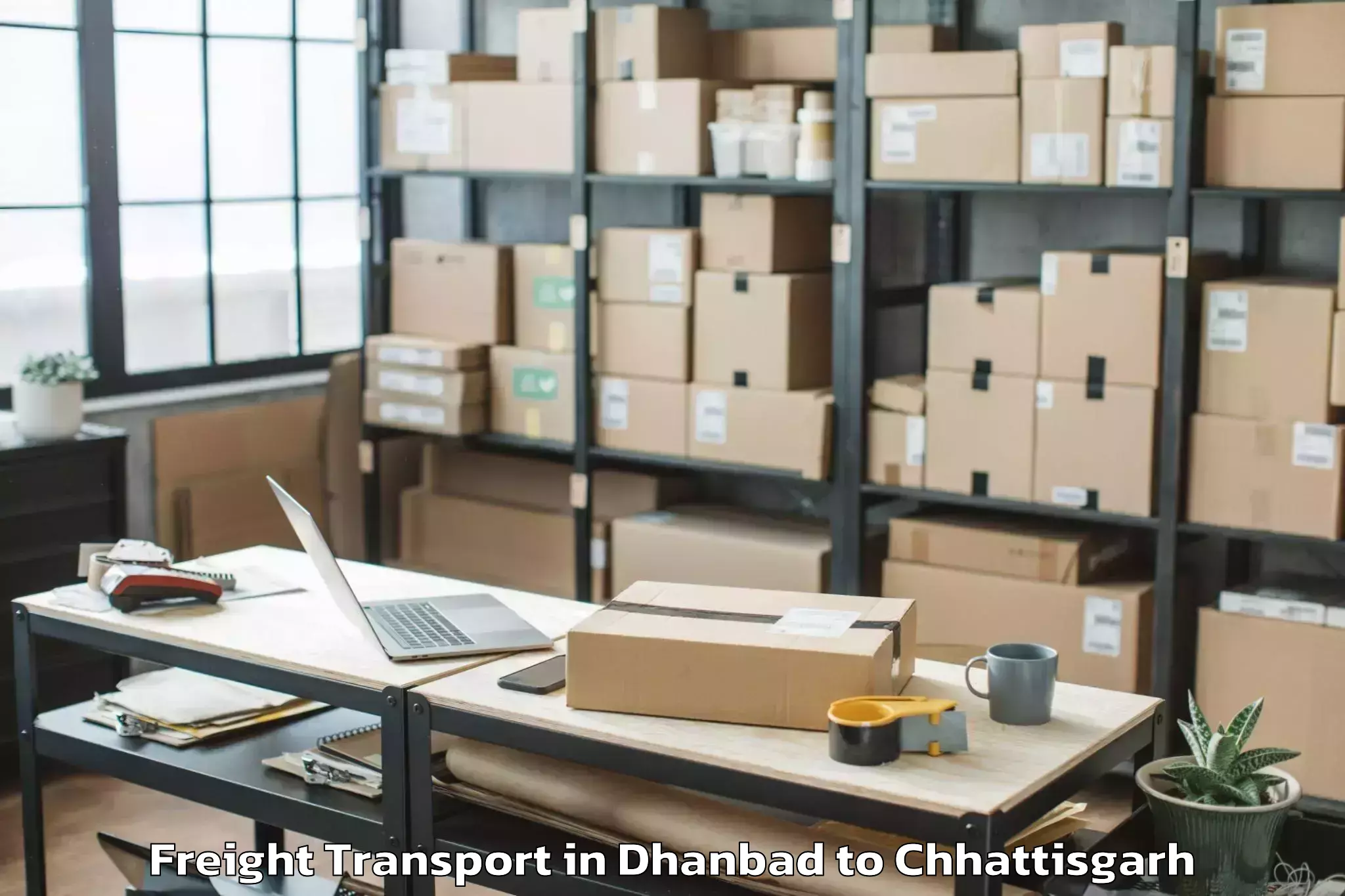 Reliable Dhanbad to Bhanupratappur Freight Transport